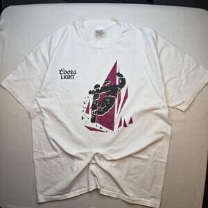 Vintage Coors Light Shirt Mens XL White Snowboarder Graphic Beer Promo 90s